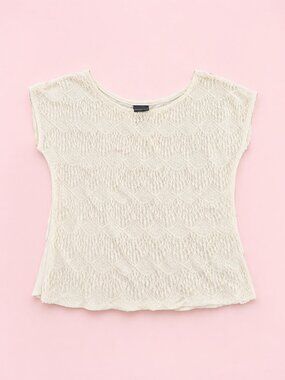 Covinging Off White Lace Cap-Sleeve Top, Size Large